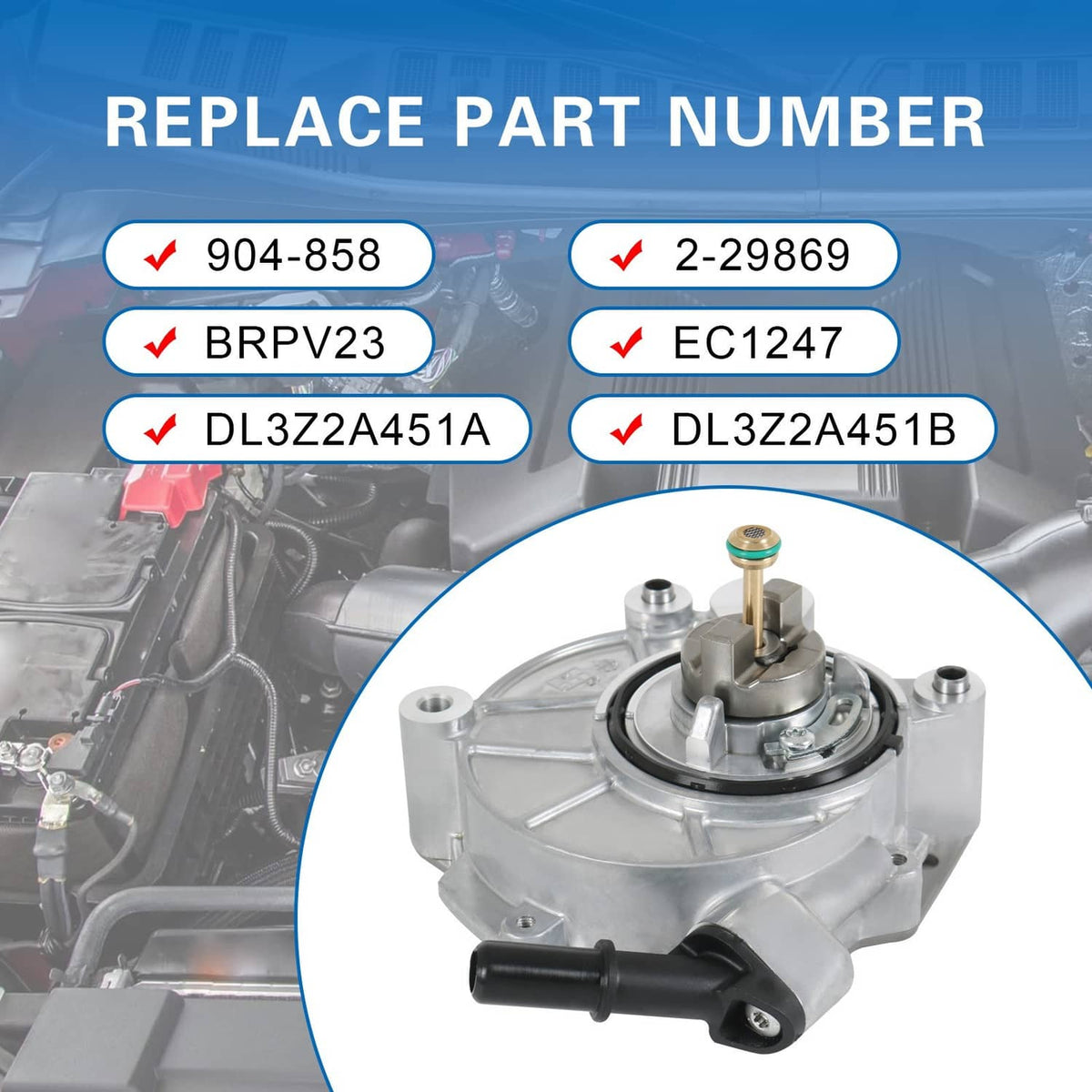 Solidspare 904-858 Brake Vacuum Pump For Ford Expedition F150 V6 3.5L 2015-2017 3.5L Engine