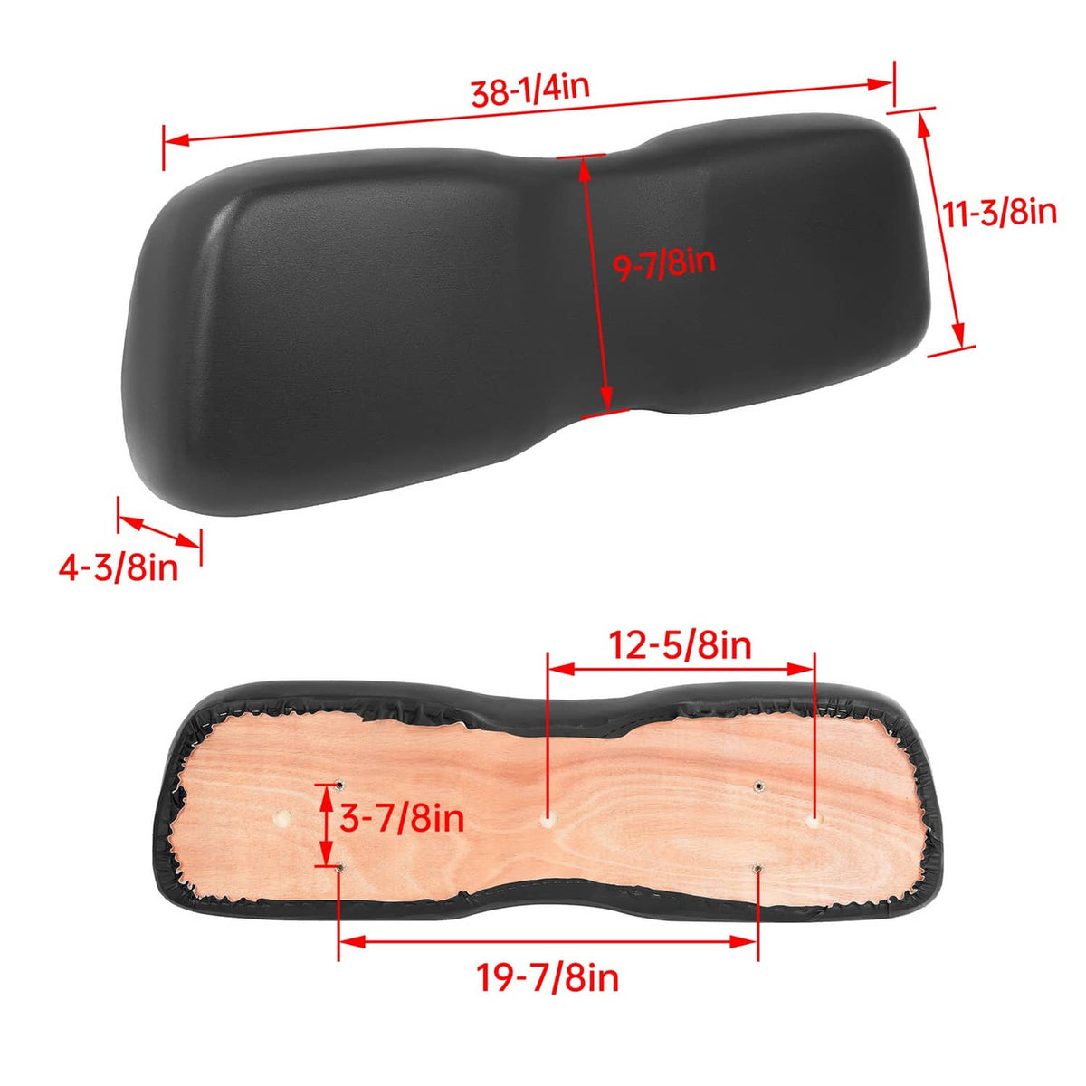 Solidspare Black Front Seat Lean Back Backrest Cushion For Club Car DS 2000.5-up Golf Cart