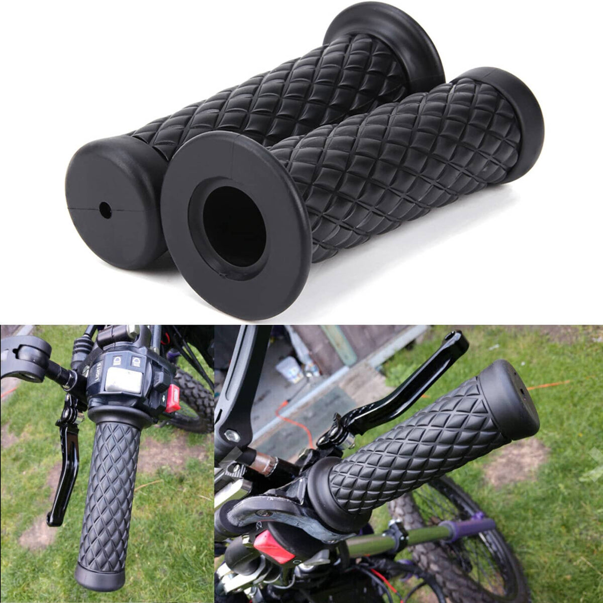 Solidspare For YAMAHA HONDA KAWASAKI Motorcycle 7/8" Hand Grips Handle Bar Rubber Universal