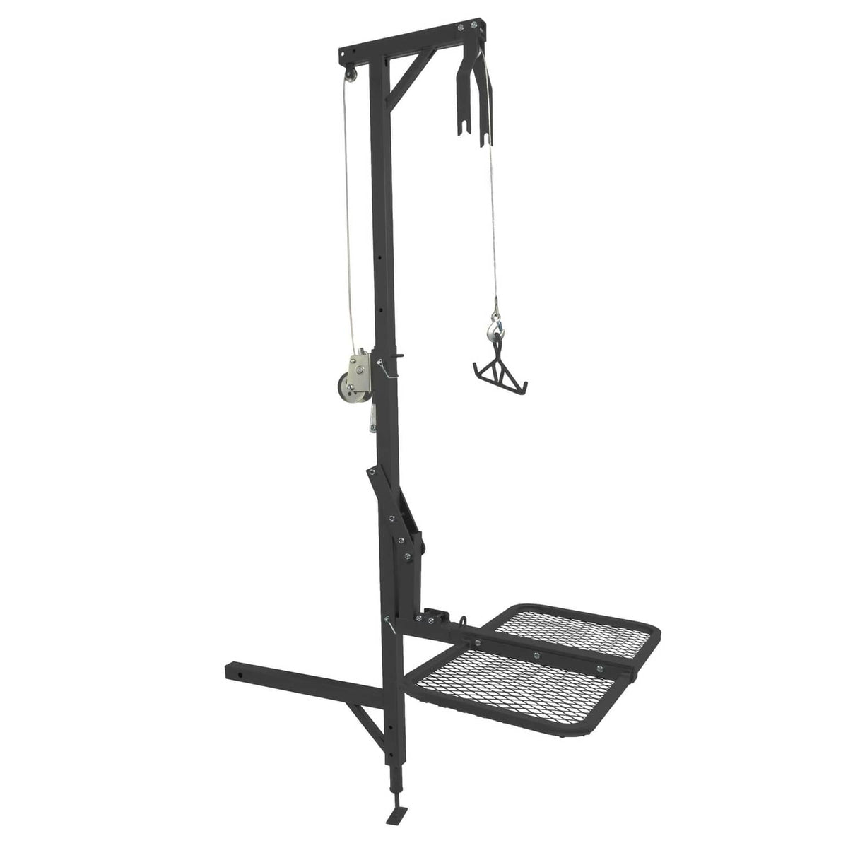 Solid Spare 400lbs 360° Swivel Hitch Mount Deer Hanger Game Hoist w/ Lifting System Platform