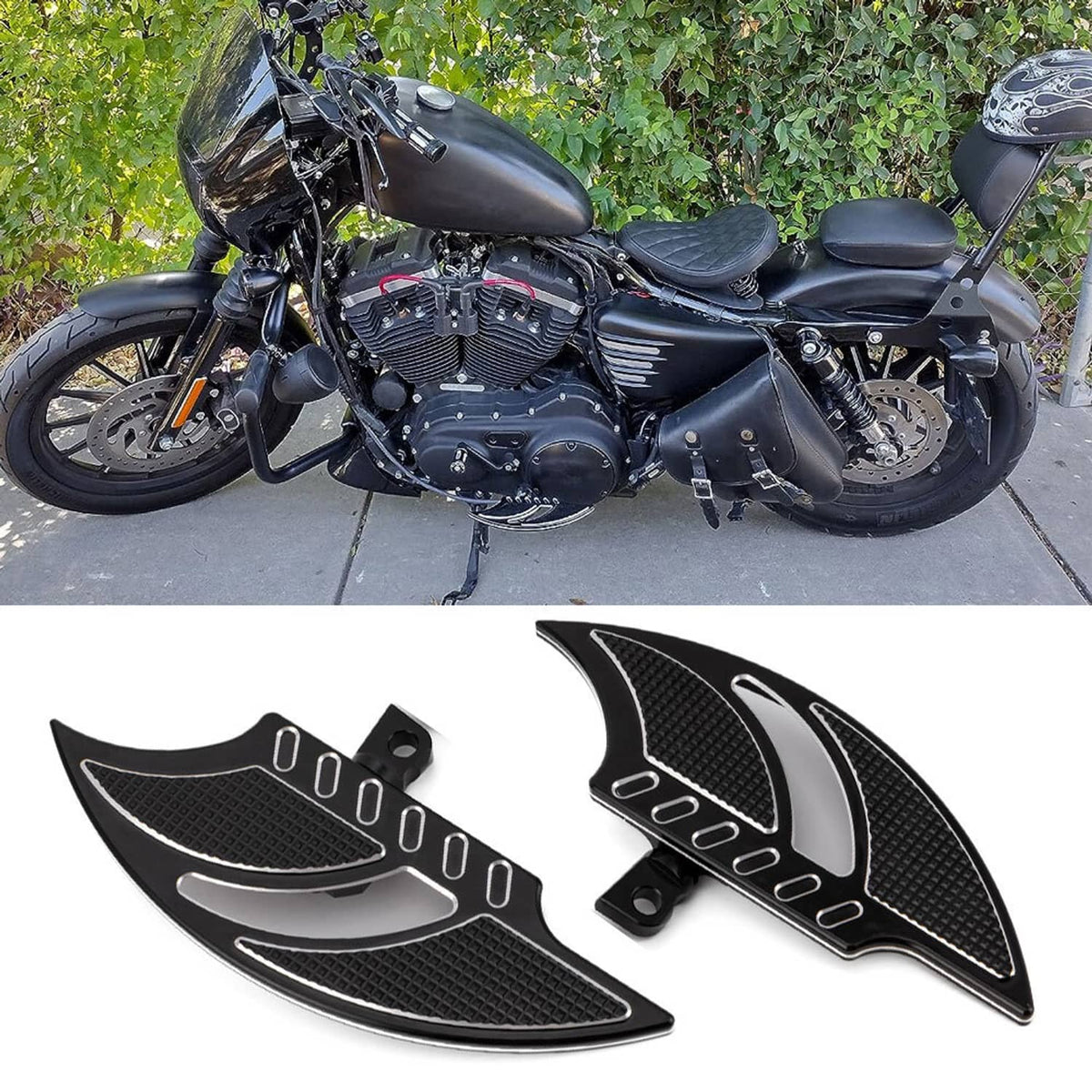 Solidspare Motorcycle Male Mount Foot Pegs Footboards CNC Cut For Harley Softail FL 1986-24