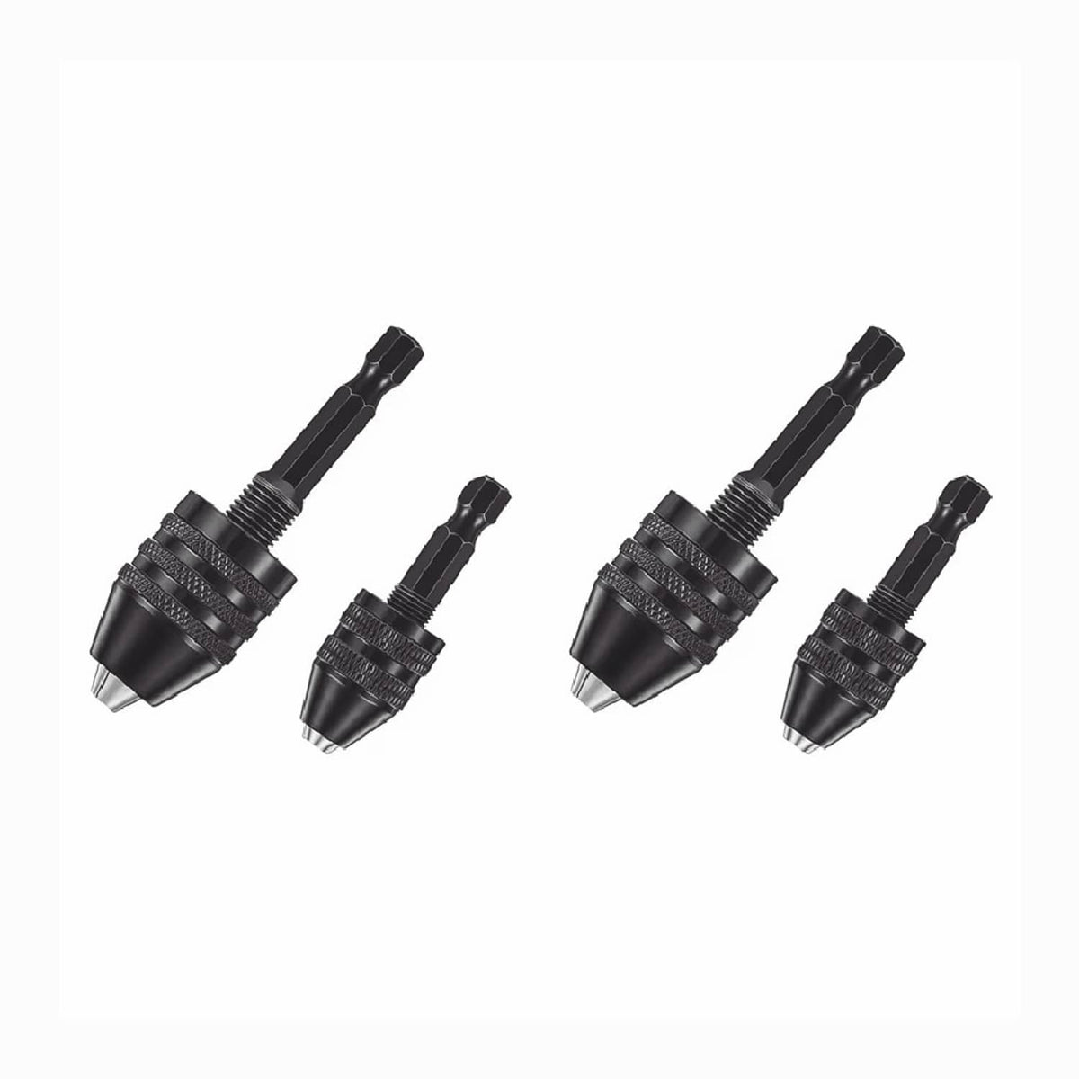 Solid Spare 4Pcs 1/4"Hex Shank Keyless Drill Chuck Adapter Bit Change Converter Driver Black