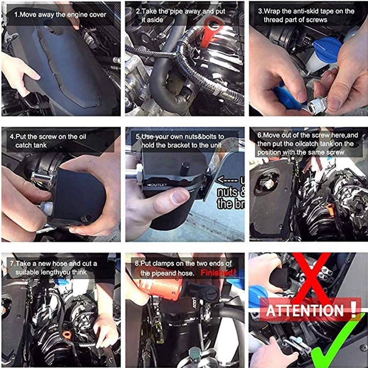 Solidspare Universal Blue Oil Catch Can Tank Kit Polish Baffled Reservoir w/Breather Filter