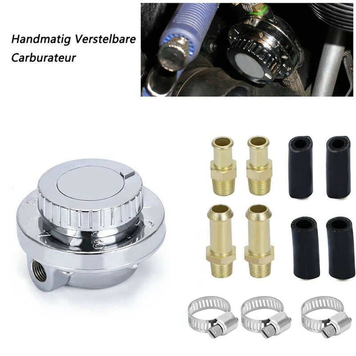 Solidspare 1-6 PSI Universal Adjustable Fuel Pressure Regulator Kit For Carburetor Engine