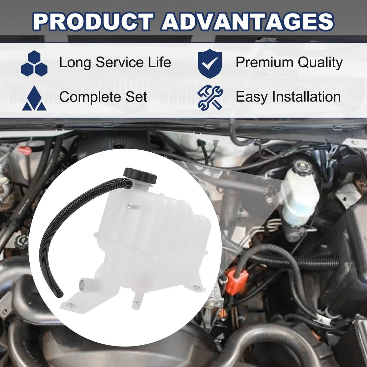 Solidspare Coolant Recovery Tank Overflow Reservoir w/Cap For GMC Chevy Cadillac H2 15PSI