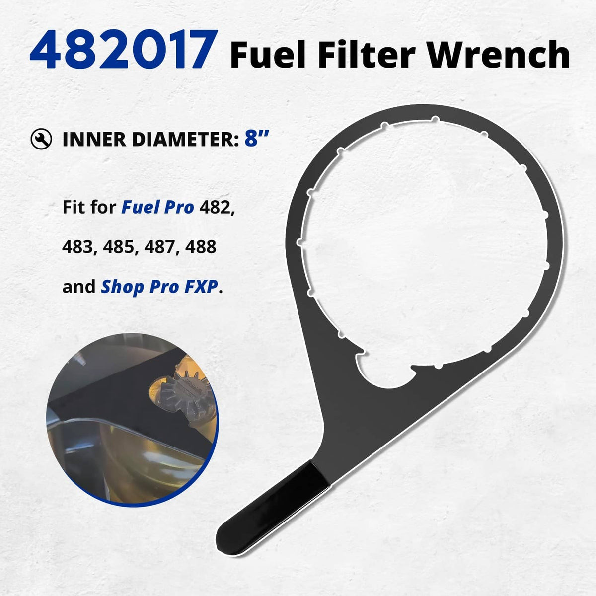 Solidspare 482017 8" Fuel Filter Collar Vent Cap Wrench For Fuel Pro 482, 483, 485,487, 488