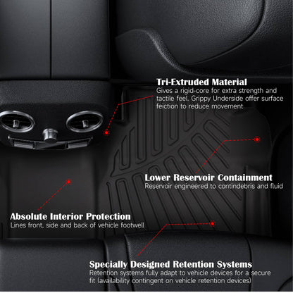 Solidspare Floor Mats for 2022-2025 Nissan Frontier Crew Cab All Weather TPE 3PCS Liner Set