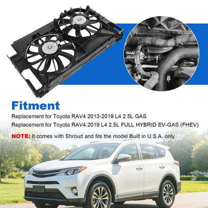 Solidspare Radiator Cooling Fan Assembly 621-557 for 2013-2019 Toyota RAV4 2.5L L4 623290