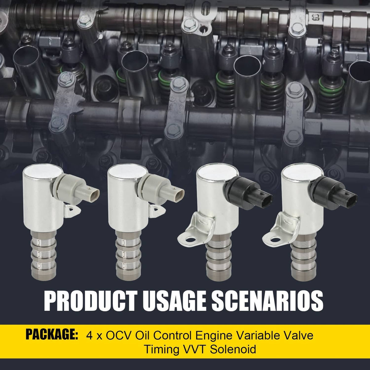 Solidspare 4PCS Variable Valve Timing Solenoid Fit Ford F-150 Ford Explorer 3.5L 2011-2017