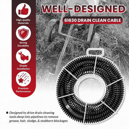 Solidspare 61630 Sectional Drain Cleaning Cable Kit, Replace for RIDGID A-62 7/8” Cable Kit