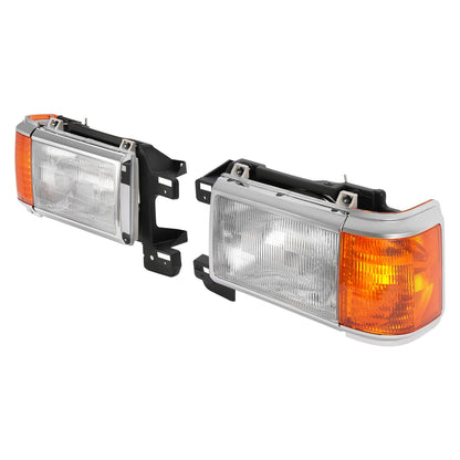 Solid Spare For 1987-1991 1990 Ford F150 F250 Bronco Truck Headlights Chrome Trim Headlamps