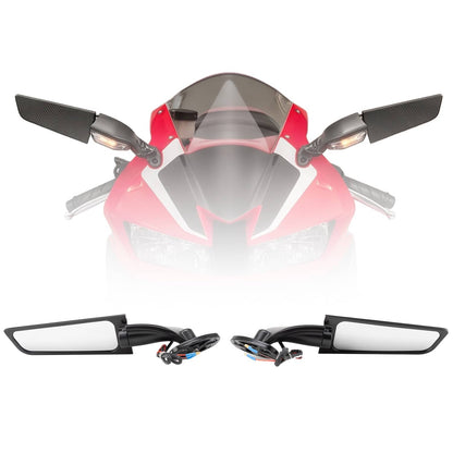 Solidspare LED Turn Siganl Light Rearview Wind Wing Mirrors For Kawasaki NINJA ZX6R ZX1000