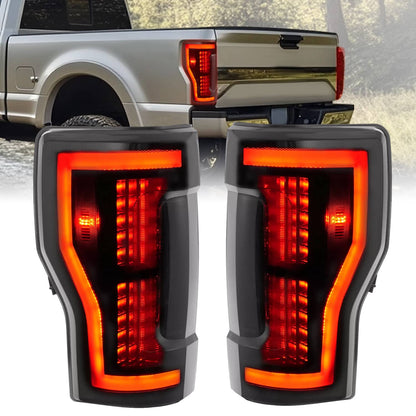 Solid Spare Smoke LED Tail Lights Lamps Pair For Ford F250 F350 F450 SD Super Duty 2017-2019