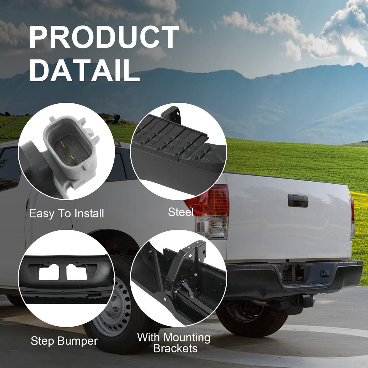 Solidspare Steel Rear Step Bumper Assembly For 2007-2013 Toyota Tundra W/O Park Holes Black