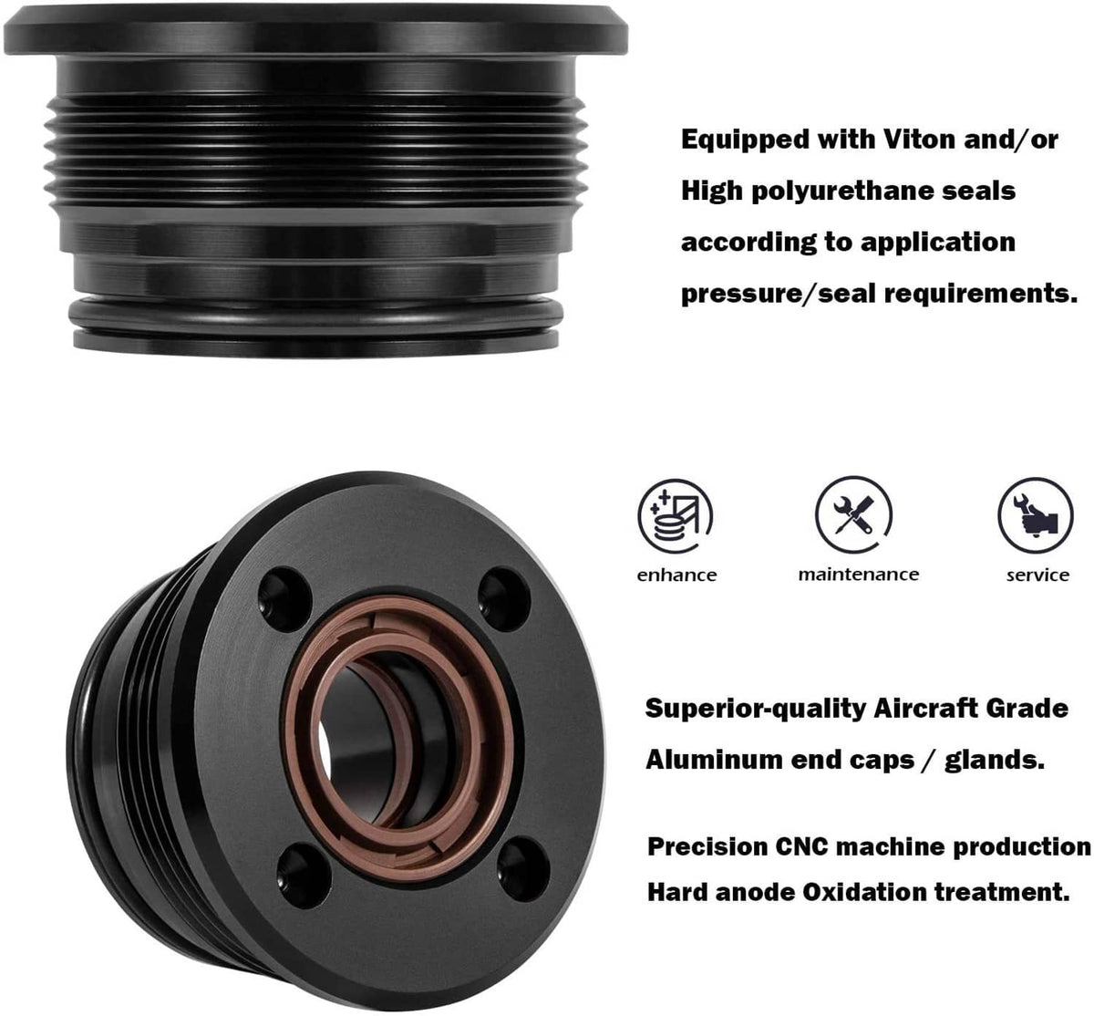 Solid Spare 2Pcs Trim Tilt Cylinder RAM End Cap Rebuild/Repair Kit for Volvo Penta 290 DP SP