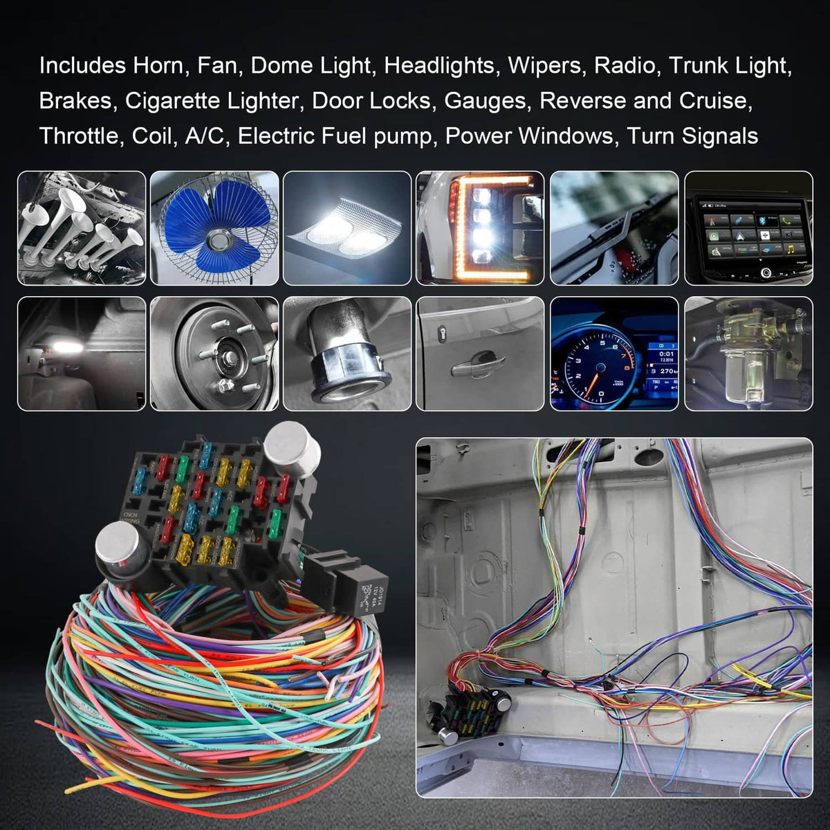 Solidspare 21 Circuit Wiring Harness Fit Chevy Ford Hotrods Universal Extra Long Wire