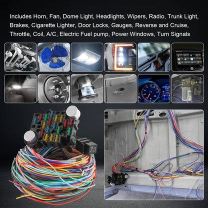 Solidspare 21 Circuit Wiring Harness Fit Chevy Ford Hotrods Universal Extra Long Wire