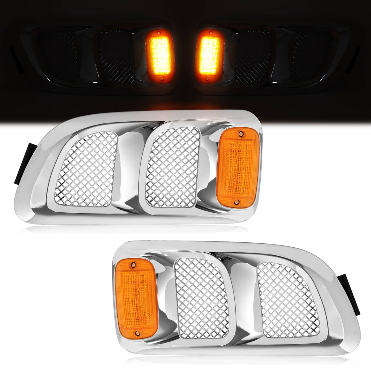 Solid Spare Pair Hood Side Vents Silvery Air Intake Trim Fit 1997-2009 Sterling Truck