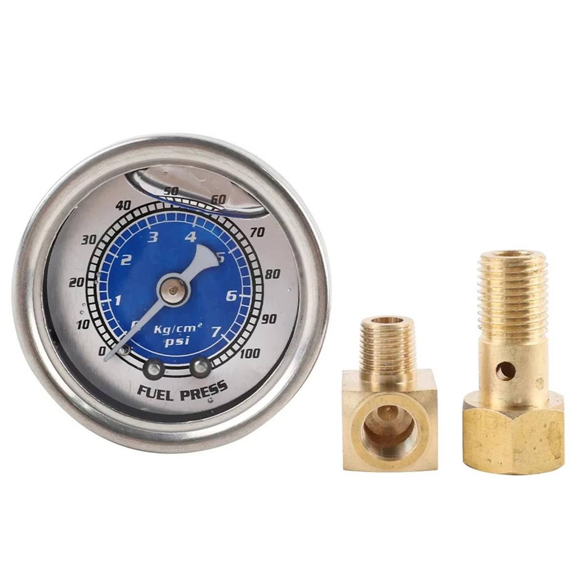 Solid Spare Liquid Filled Meter Fuel Pressure Gauge 1/8 NPT 100PSI For VMS Honda Acura Civic