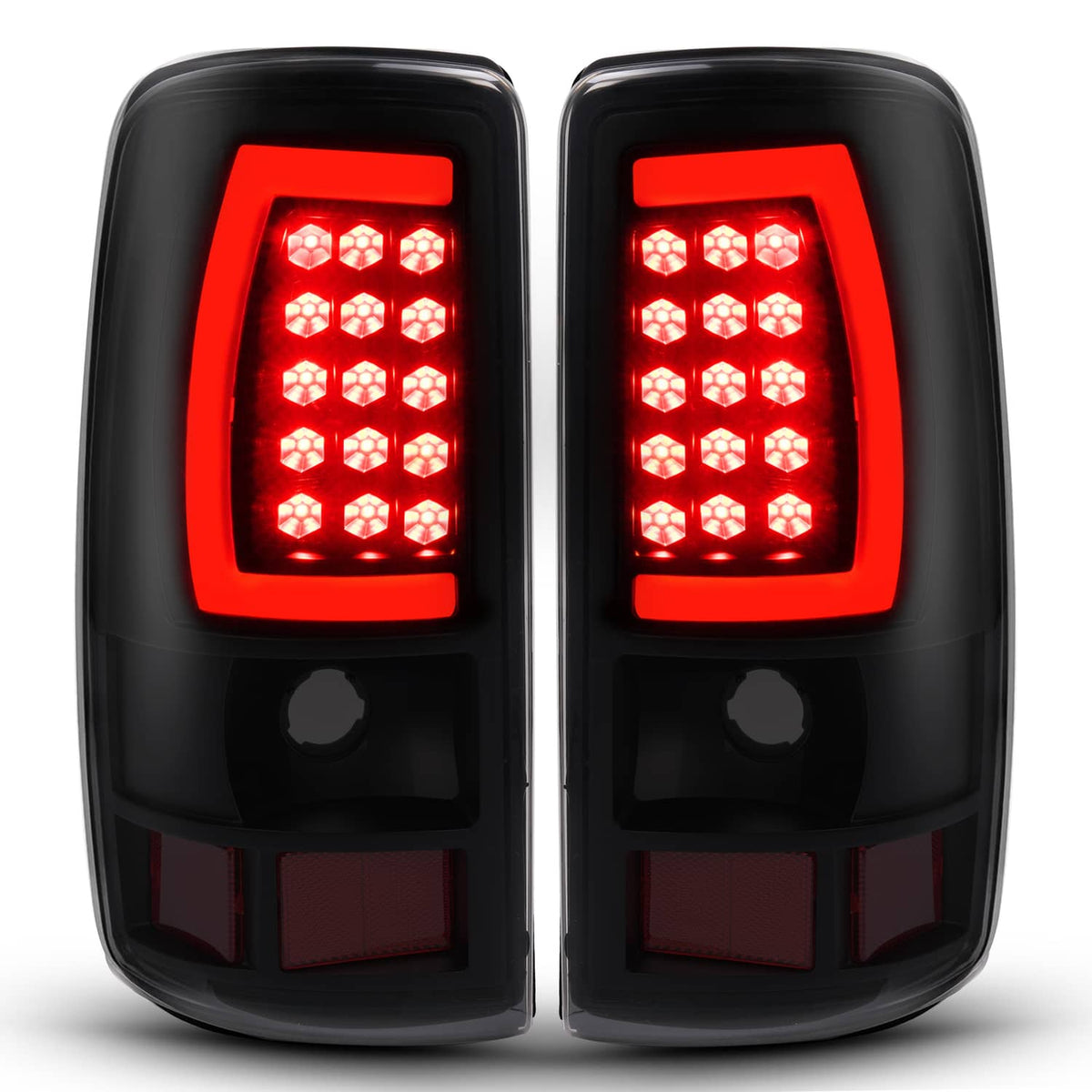 Solid Spare For 2000-2006 Chevy Suburban Tahoe GMC Yukon Black Smoke LED Tube Tail Lights