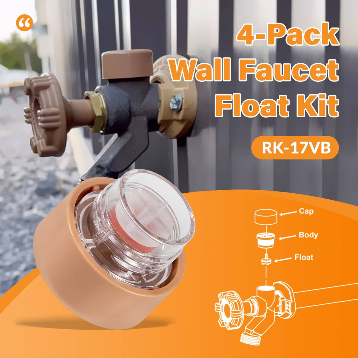 Solidspare RK-17VB Vacuum Breaker Float Kit fit for Woodford Model 17 (4-Pack)