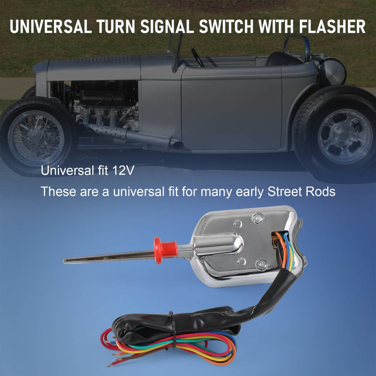 Solidspare Chrome 12V Universal Rat Hot Rod Turn Signal Switch For FORD GM With Flasher