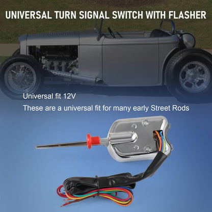 Solidspare Chrome 12V Universal Rat Hot Rod Turn Signal Switch For FORD GM With Flasher