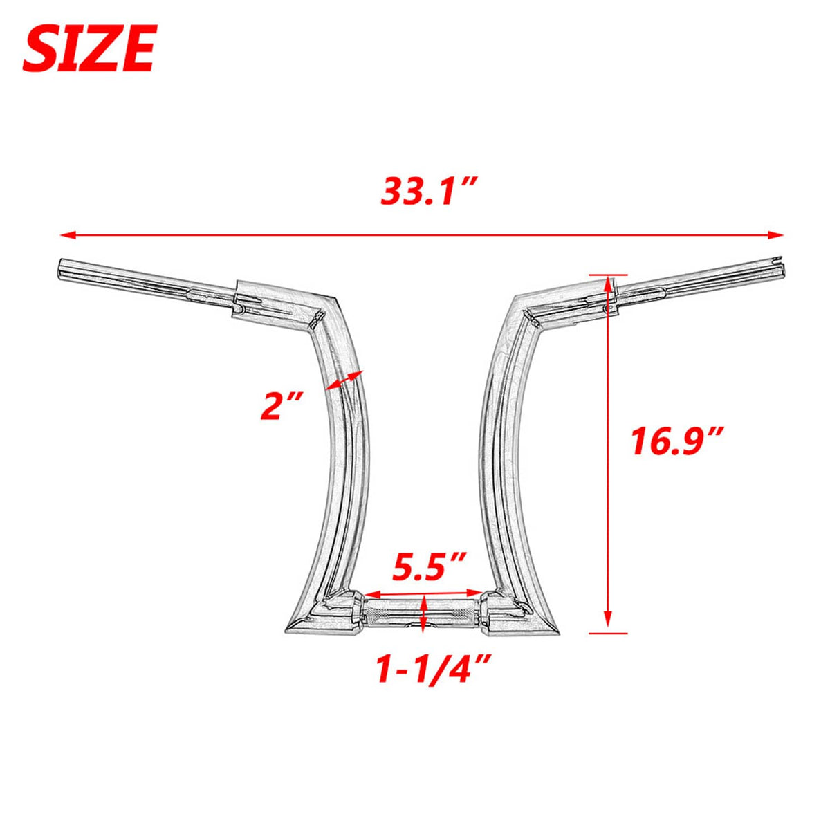 Solidspare BLACK 16" DNA MONSTER APE HANDLEBARS FAT BAR 2" FOR HARLEY BREAKOUT CVO SOFTAIL