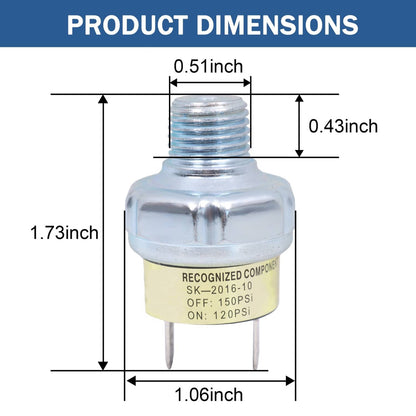 Solidspare Air Pressure Control Switch Valve F/Horn Compressor Tank 12V 120-150 PSI