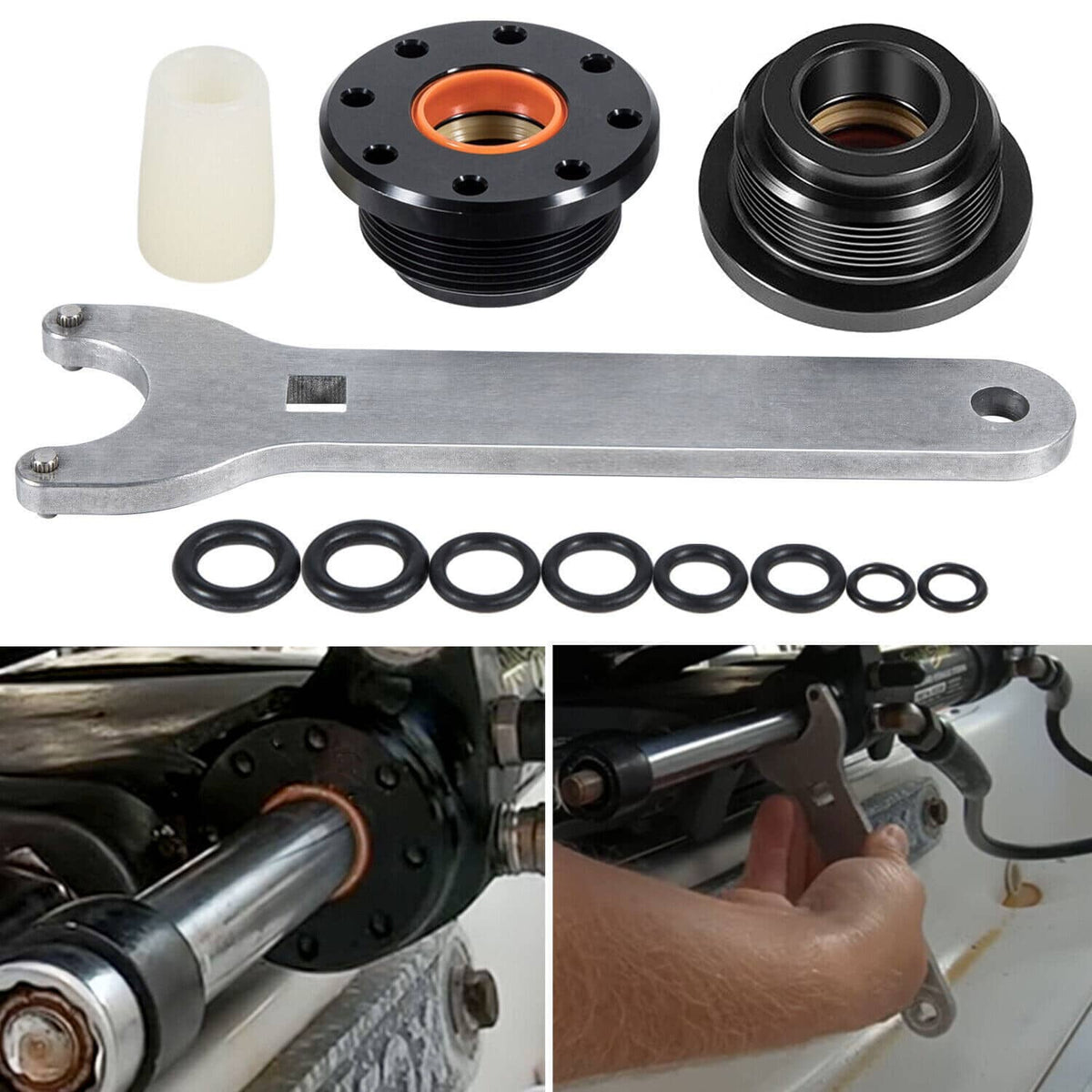 Solidspare HS5157 Front Mount Hydraulic Steering Cylinder Seal Kit for Seastar With Wrench