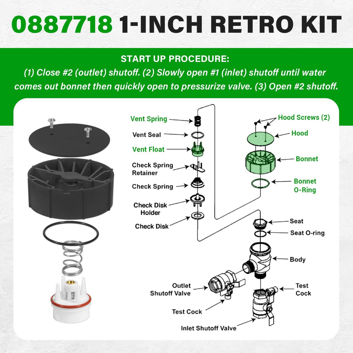 Solidspare Replace for Watts 0887718 1-Inch Retro Kit Convert 1" 800M4-QT to 800M4-FR