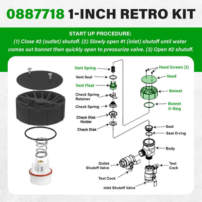 Solidspare Replace for Watts 0887718 1-Inch Retro Kit Convert 1" 800M4-QT to 800M4-FR