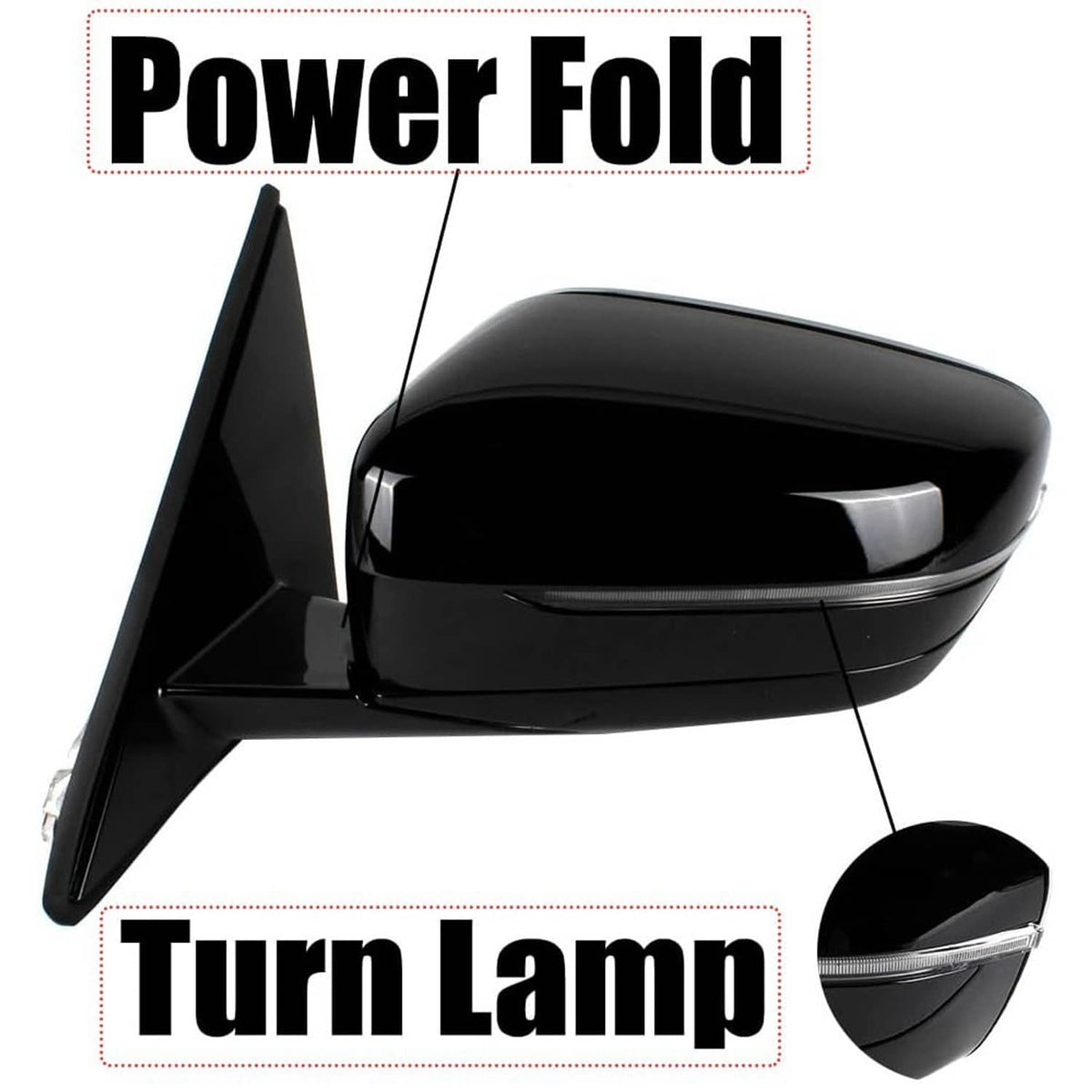 Solidspare Left Driver Side Mirror With Blind Spot Black For 2019-2023 BMW 320i 330i 330e