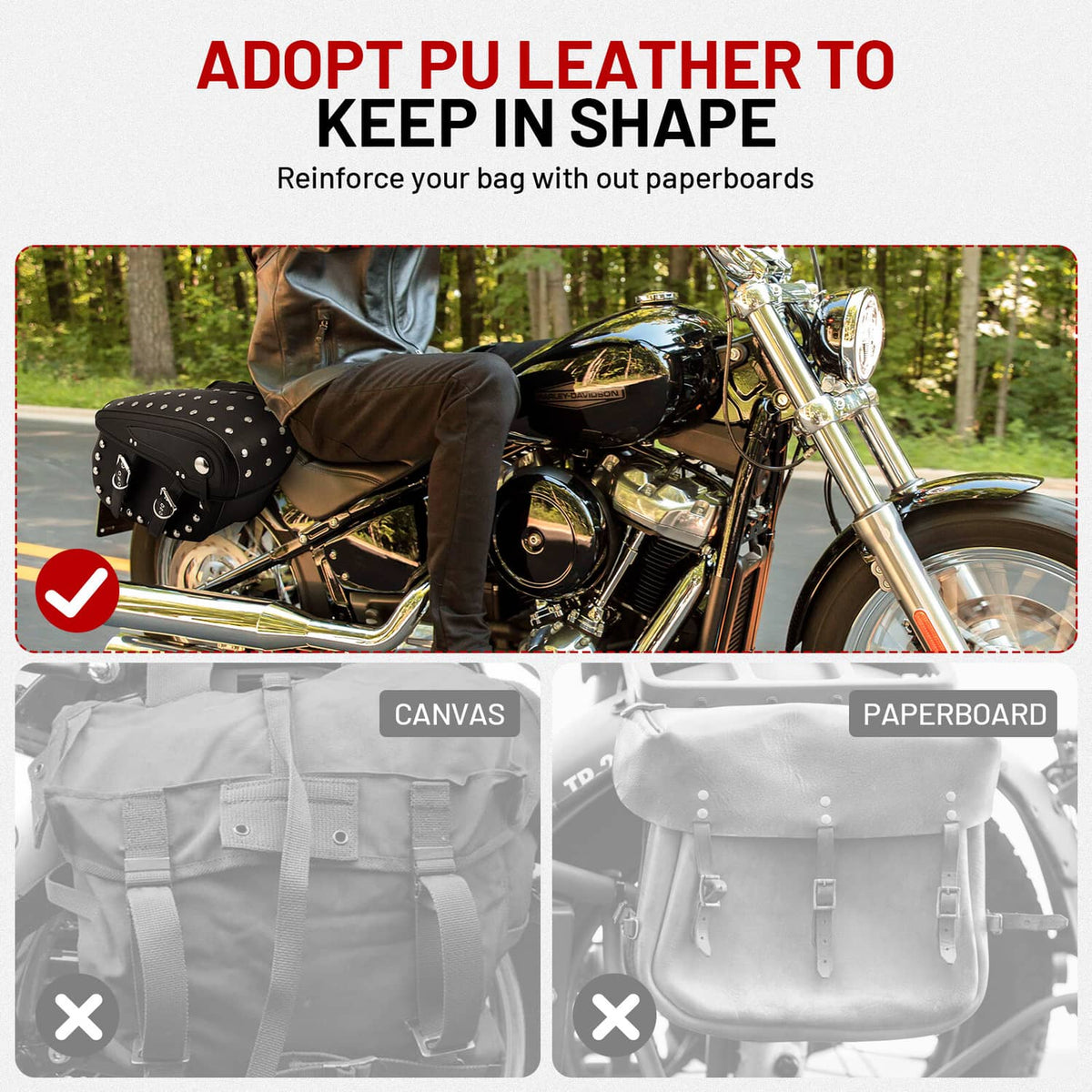 Solidspare Pair Motorcycle Saddle Bags Side Luggage For Harley Electra Glide Sportster XL