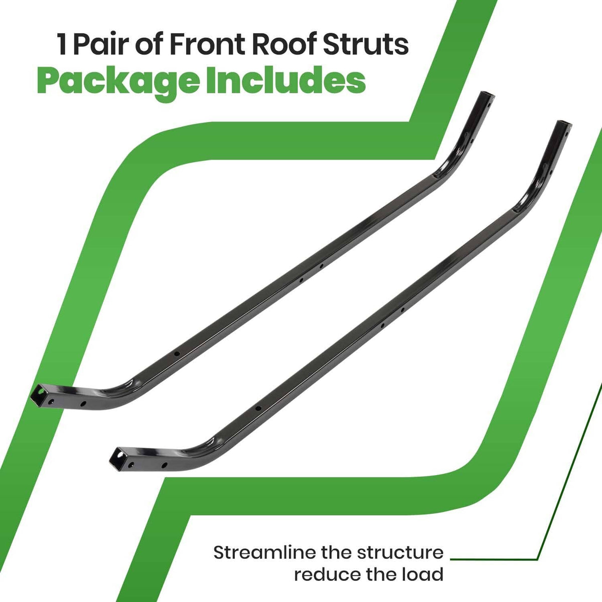 Solidspare Black Golf Cart Steel Front Roof Support Strut Kit For Advanced EV For ICON