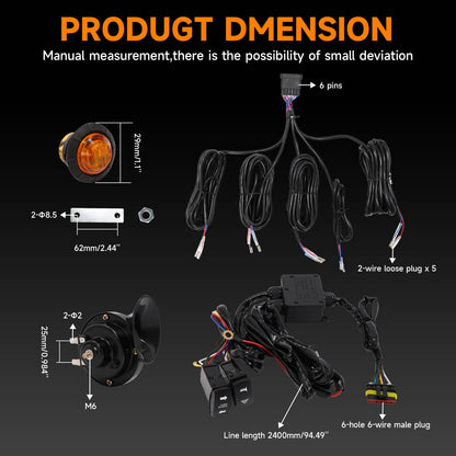 Solidspare Plug and Play Turn Signal Horn Kit For Polaris Can-Am Kawasaki UTV Universal