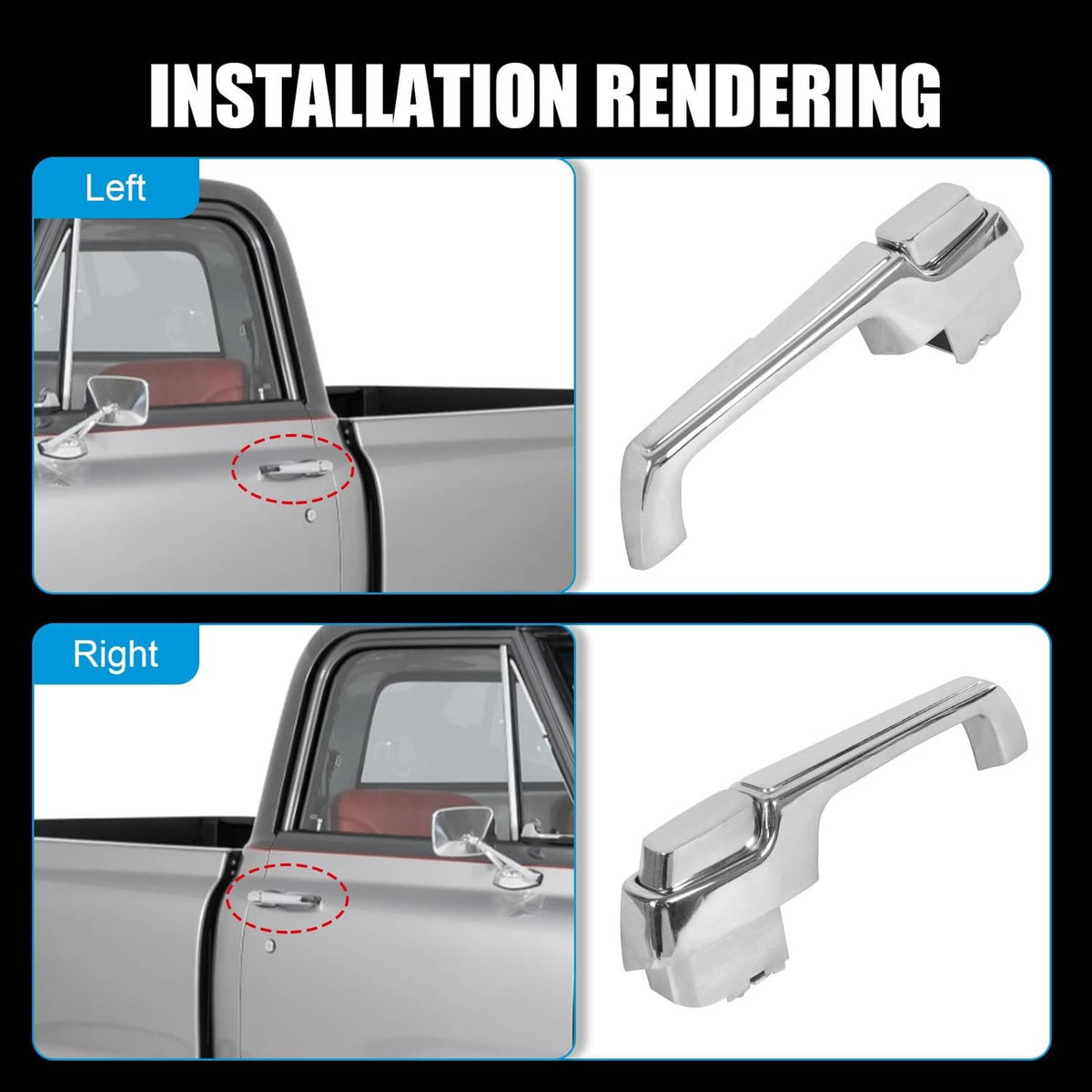 Solidspare Chrome Pair Outside Door Handles For 1967-1972 Chevy C/K 10 20 30, GMC C/K 15 25