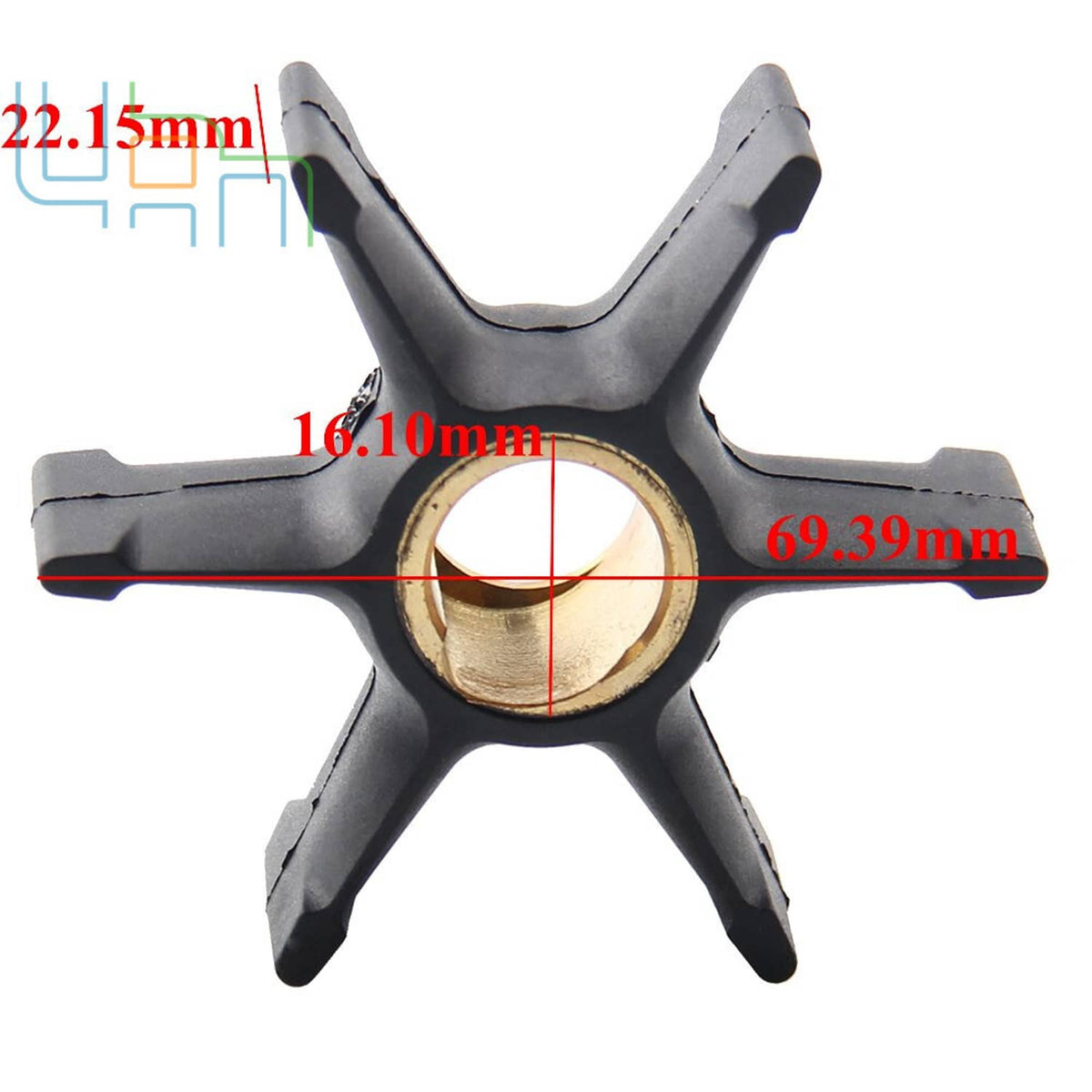 Solid Spare Water Pump Impeller For Johnson Evinrude 396809 Outboard Motor 18-3083 35-55 HP