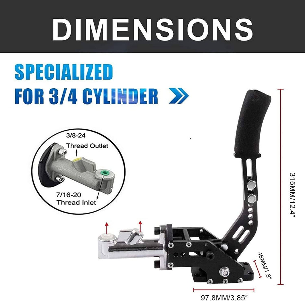 Solidspare Universal Car Racing Aluminum Hydraulic Handbrake Drift Hand Brake Parking Black