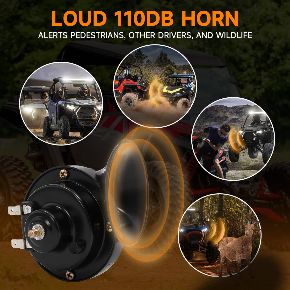 Solidspare UTV Horn Set LED Turn Signal Light & Switch for Polaris Can-Am CFMOTO Kawasaki