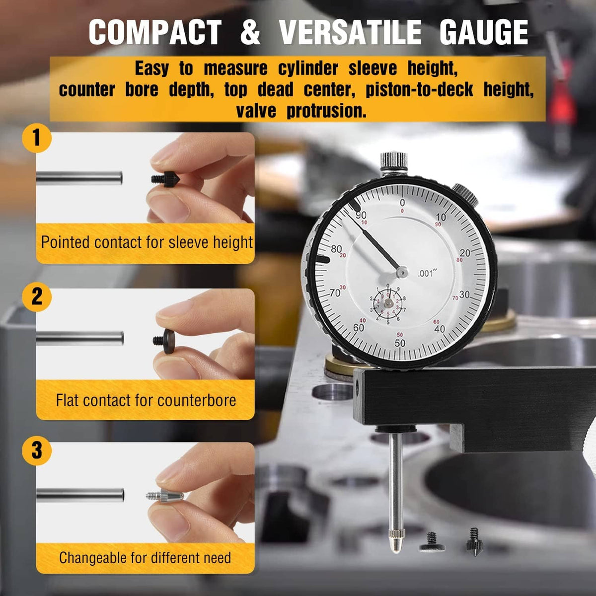 Solid Spare 6434 Sleeve Height and Counter Bore Gauge for Diesel Engines Cylinder Bore Gauge