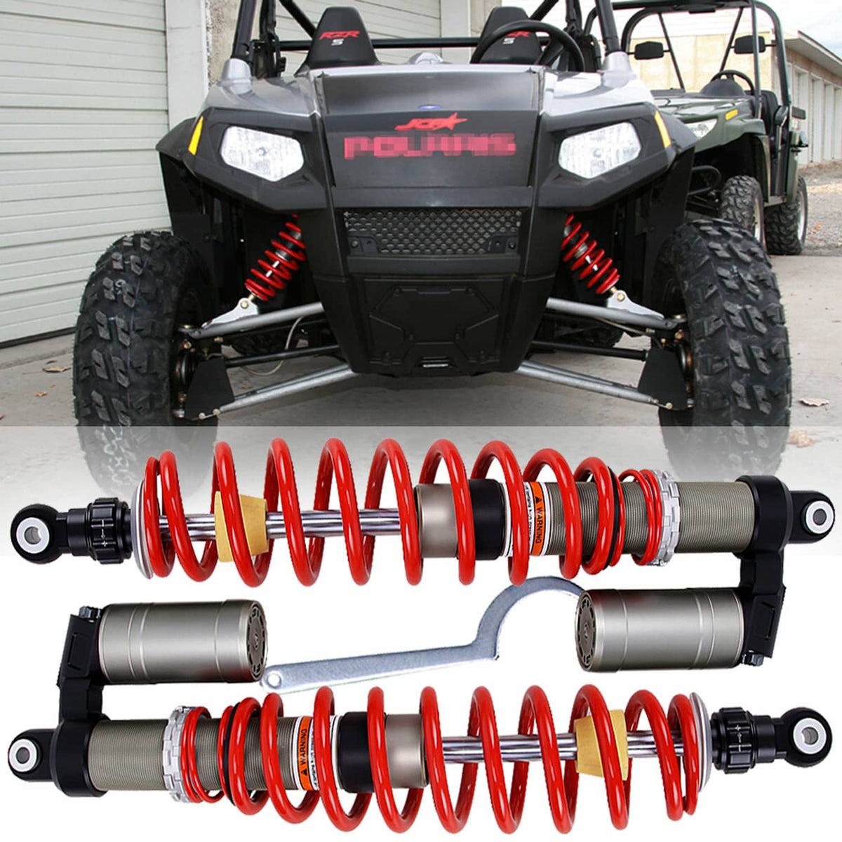 Solidspare FOR 2009-2014 2012 POLARIS RZR 800 S PAIR FRONT SHOCKS ABSORBERS ADJUSTABLE UTV