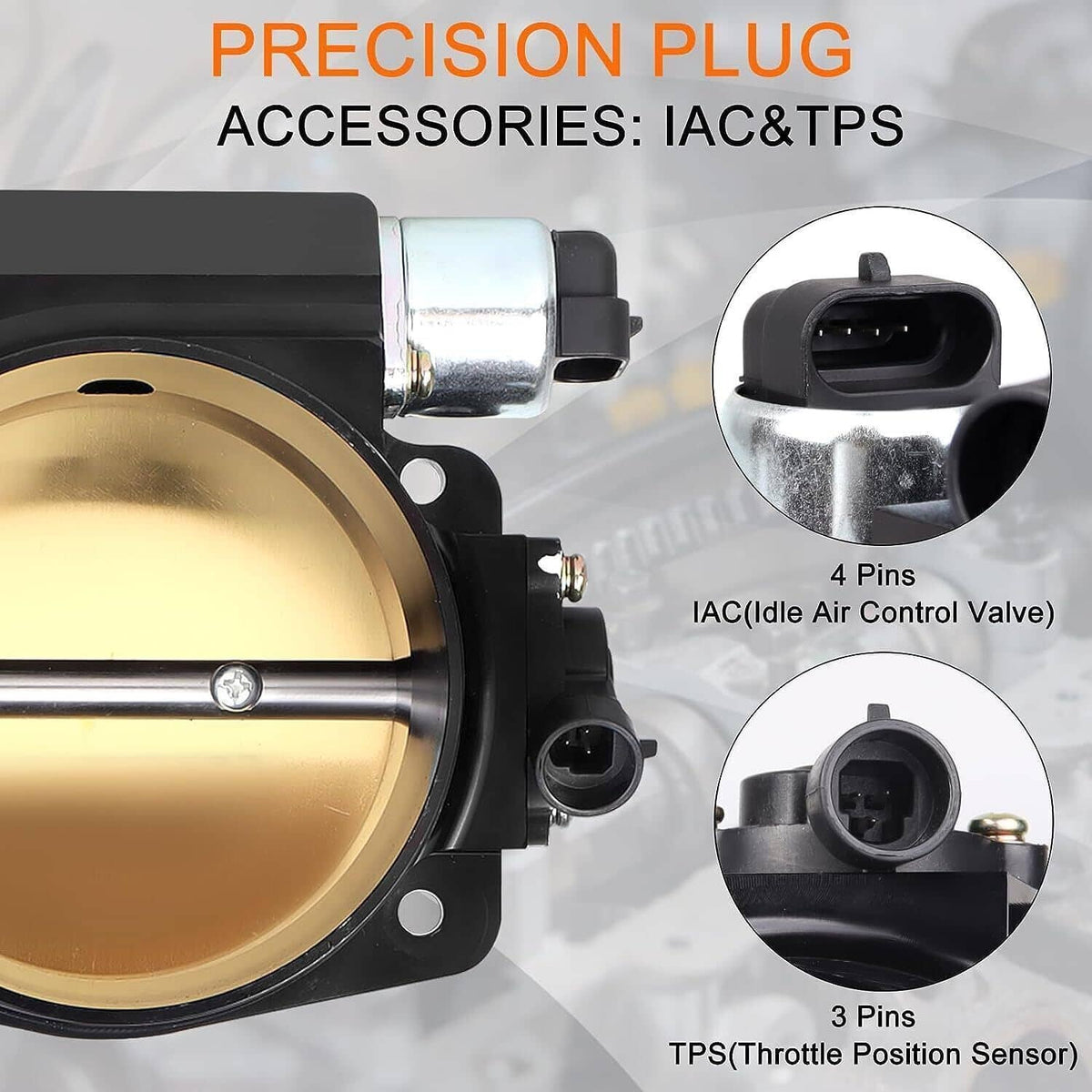 Solidspare 102MM LS Throttle Body with Position Sensors TPS IAC+Throttle Gas Cable Kits