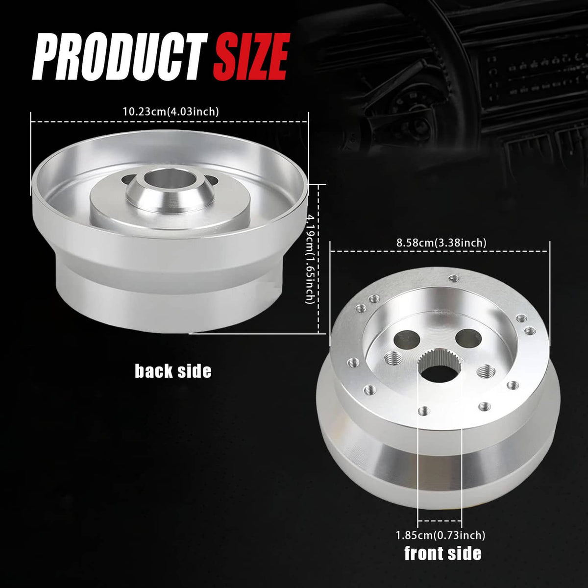 Solidspare Silver 5 & 6 Hole Steering Wheel Polished Hub Adapter For GM Chevy Aluminum