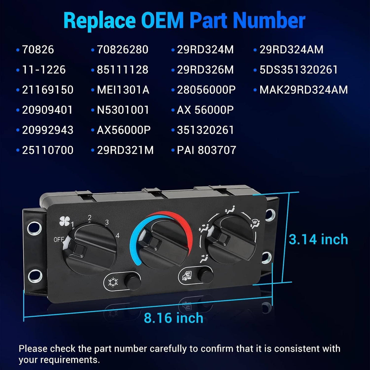 Solidspare A/C Climate Control Module Panel 25110700 20992943 for Mack Truck 2008-2018