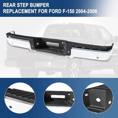 Solidspare Step Bumper For 2004-2006 Ford F-150 Assembly With Sensor Holes Chrome Rear