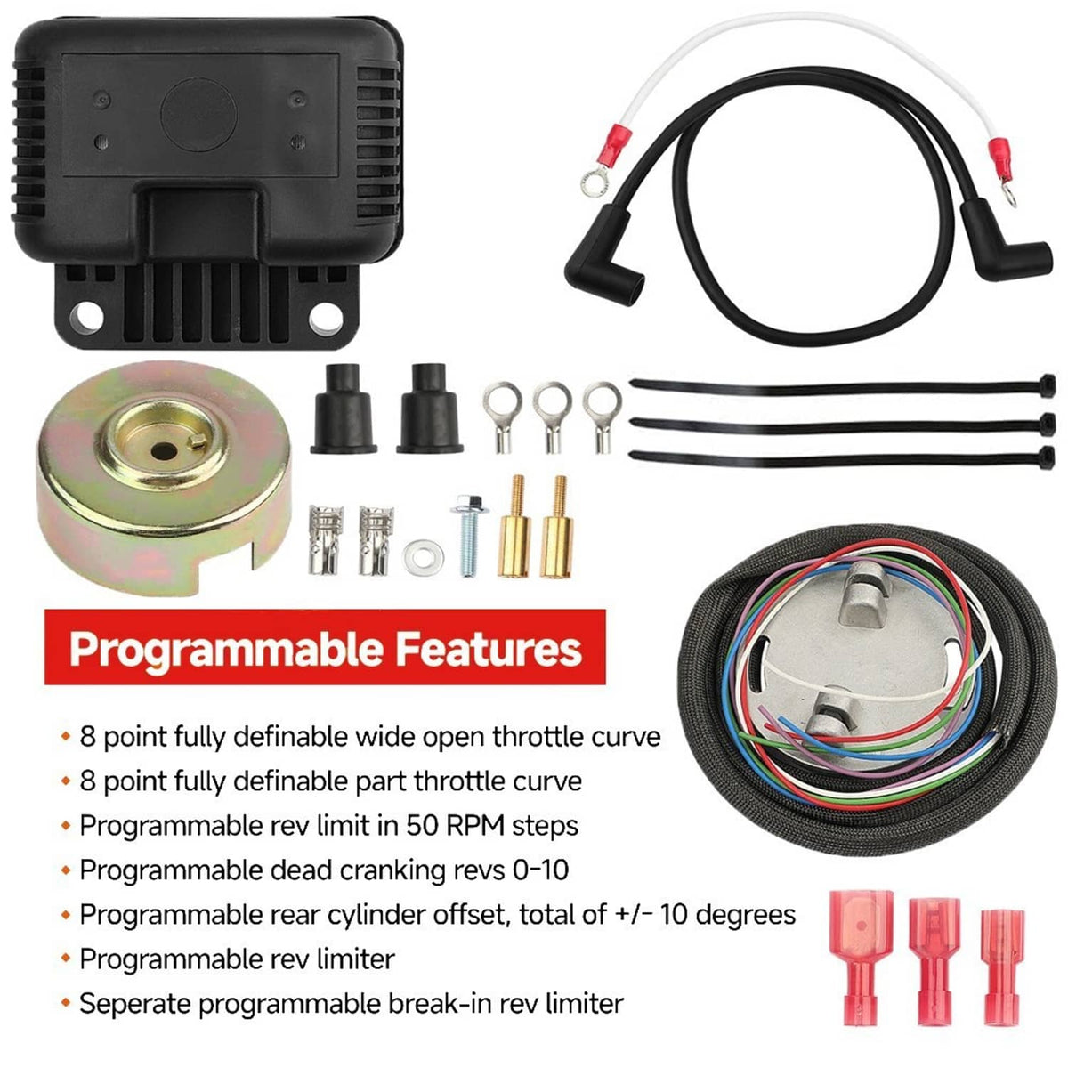 Solidspare Single Fire Programmable Ignition Kit For 1970-03 Harley-Davidson Big Twin Evo