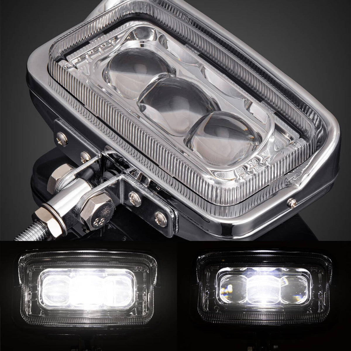 Solidspare Chrome Front Headlight with Hi/Lo Beam For Chopper Cafe Racer Bobber Custom US