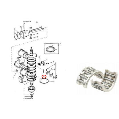 Solid Spare Bearing, Rod Caged for Johnson/Evinrude 20 25 40 50 75 HP 388344 437088 18-1378