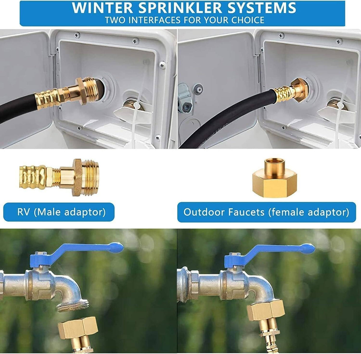 Solidspare Camper Winterizing Kit Blowout Shut Off Valve Adapter Hose Faucet For RV Trailer